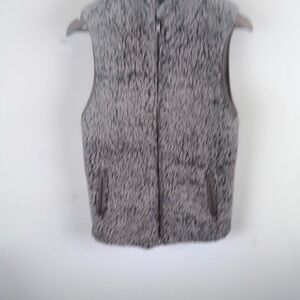 Thread + Supply Sherpa Vest Womens Small Gray Full Zip Fleece Pockets